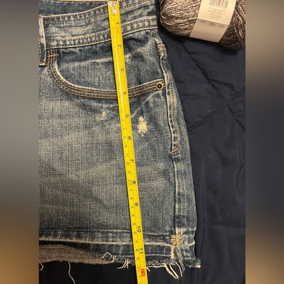 Abercrombie and Fitch Distressed Cut-Off Blue Denim Mini-Skirt Size 10 - Picture 2 of 10